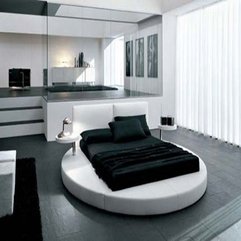 Unique Round Bed And Large Mirror Make Combined In Black And White - Karbonix
